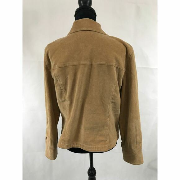 Corduroy Womens Tan Jacket AMI Snap Closer‎ Pockets Brown Size Large Goblincore - Picture 6 of 9
